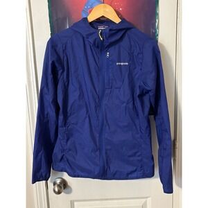 Patagonia Houdini Jacket Womens Medium Blue Full Zip Hooded Windbreaker 24147